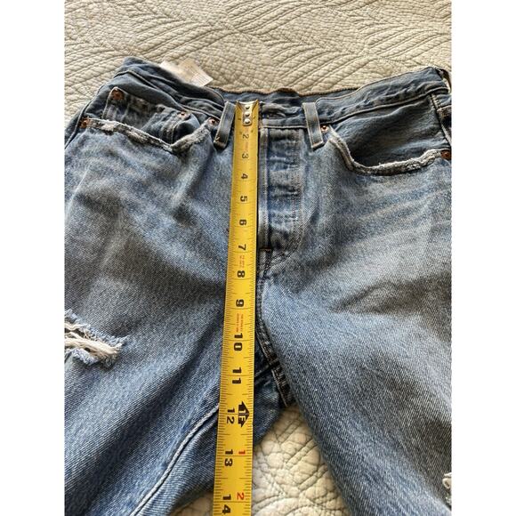 Levi’s 501 Super Ripped Medium Wash Straight Leg Mid Rise Women’s Jeans Size 27 - Picture 7 of 11